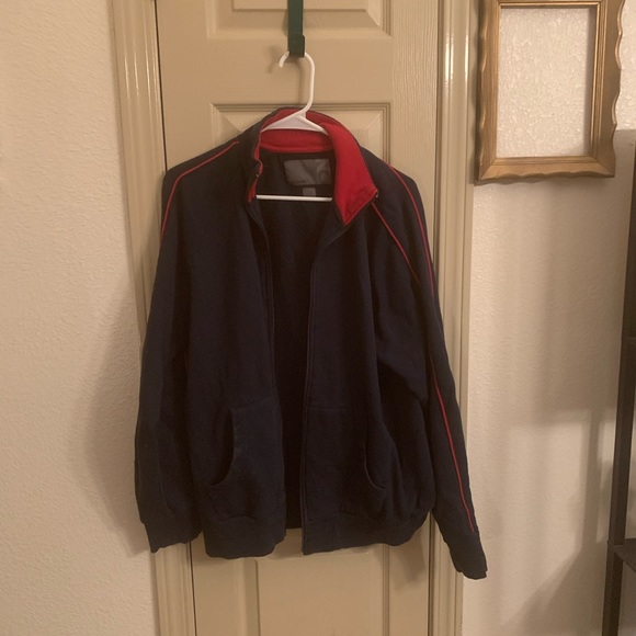 Old navy blue and red zip up jacket L